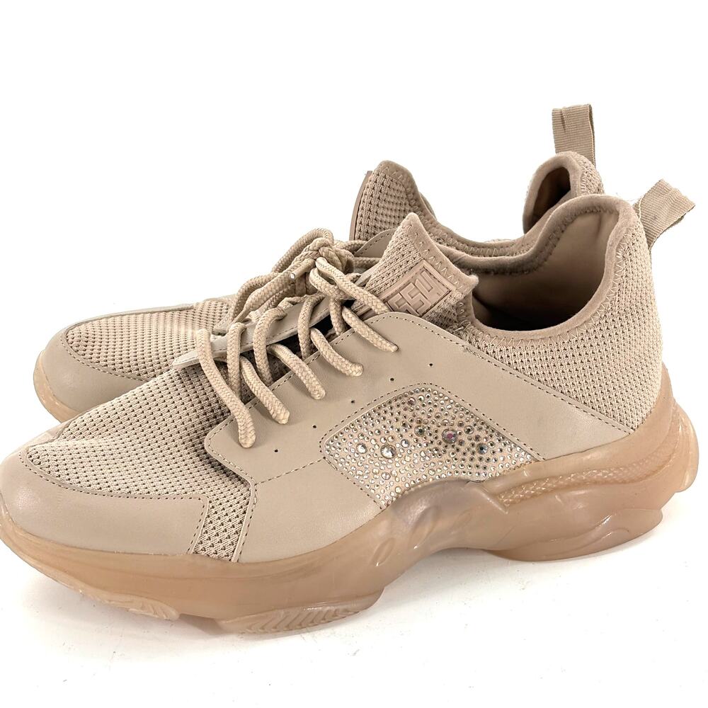 Steve Madden Vance Sneakers 13 Tan NWOT Embellished Jewel Glam Comfort Travel